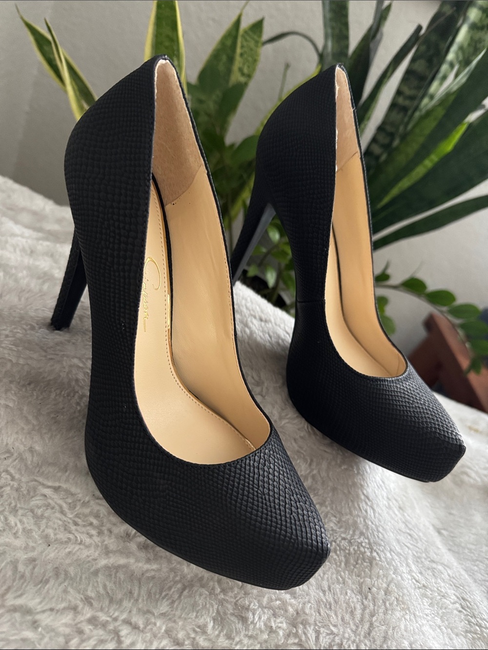 Jessica Simpson Parish Platform Black Textured High Heel Pumps-New! Women 8.5